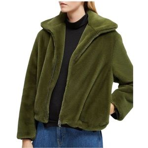 FRENCH CONNECTION Women’s Buona Faux Fur Loden Green Jacket. Size: L
